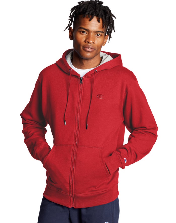 Champion Powerblend Fleece Full Zip C Logo Hoodie Heren - Rood - Belgie 6524DRFUB